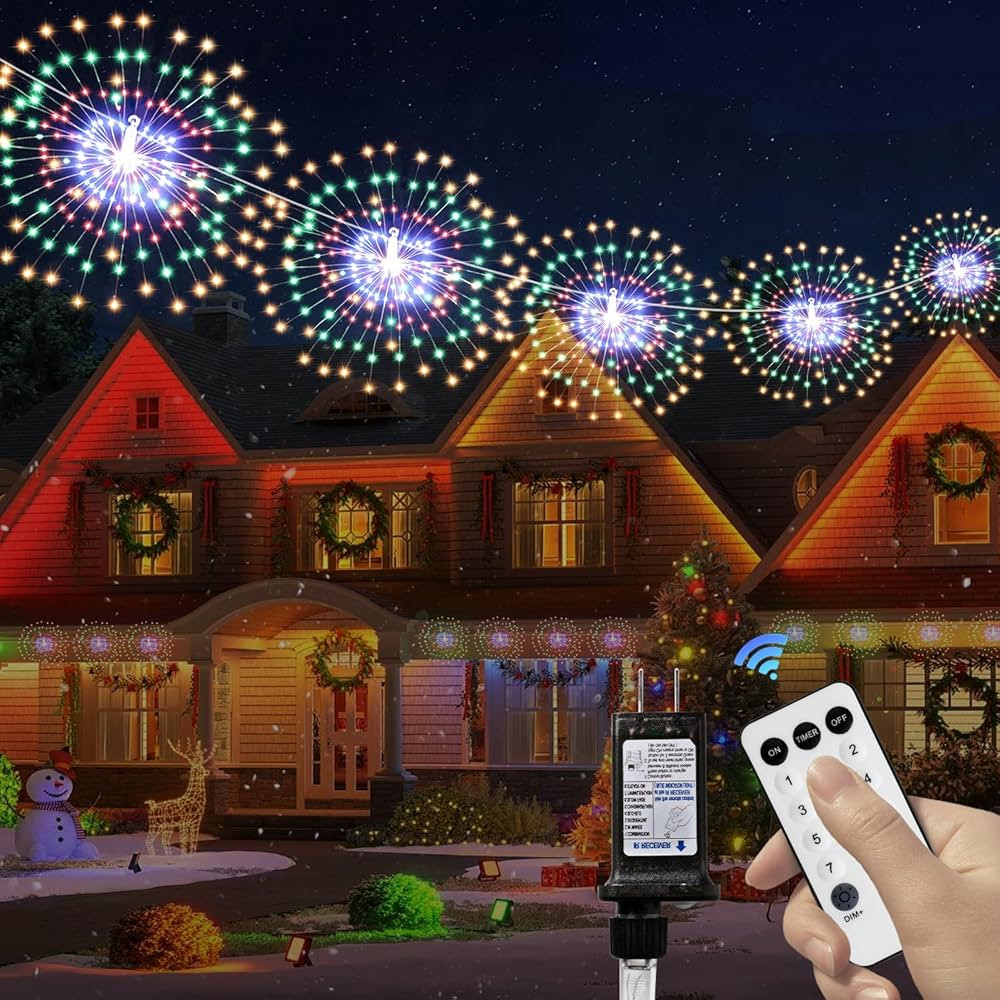 5 Pack 1000 LED Plug in Firework Lights Starburst Lights for Christmas Garden/Patio/Wedding/Party... | Amazon (US)