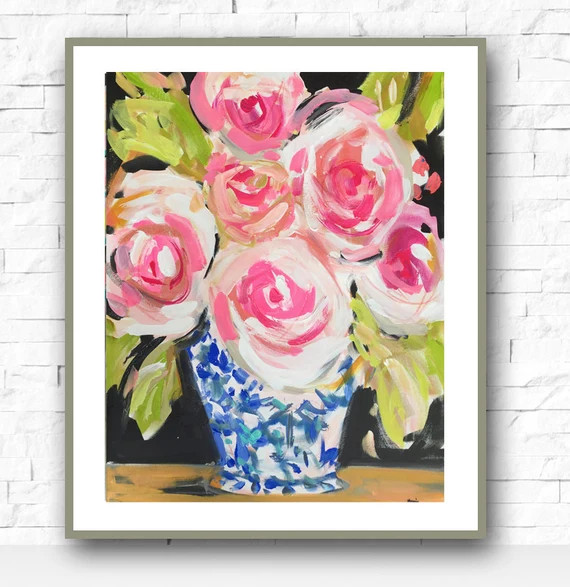 PRINT on Paper/Canvas, "Ginger Jar Roses" | Etsy (US)