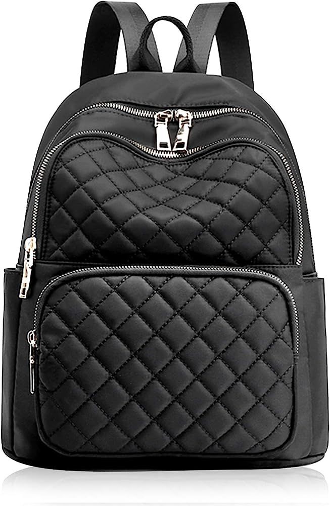 Black Quilted Backpack Purse for Women Lightweight Hiking Travel Daypack Small Casual Ladies Back... | Amazon (US)