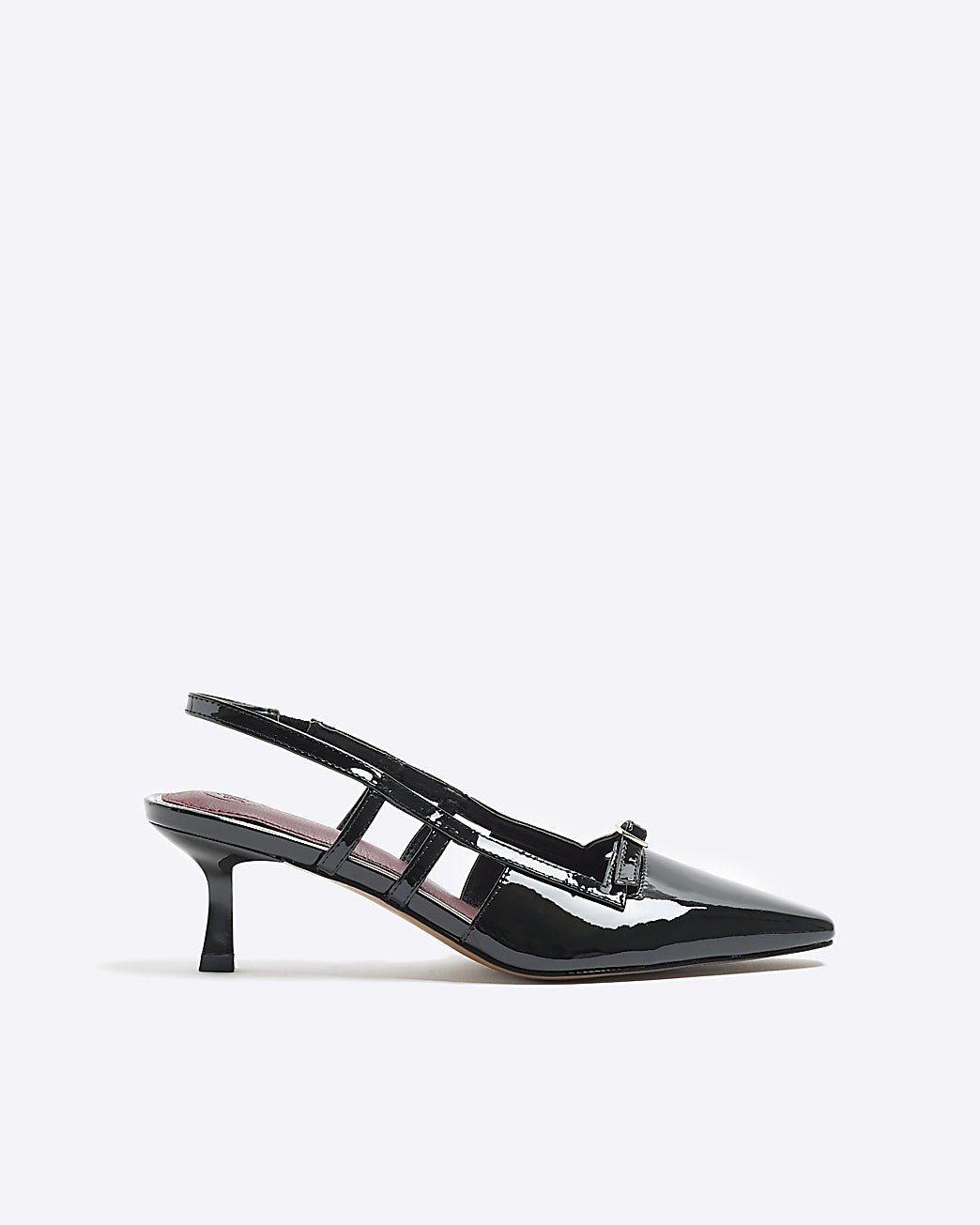 Black patent slingback court shoe | River Island (UK & IE)