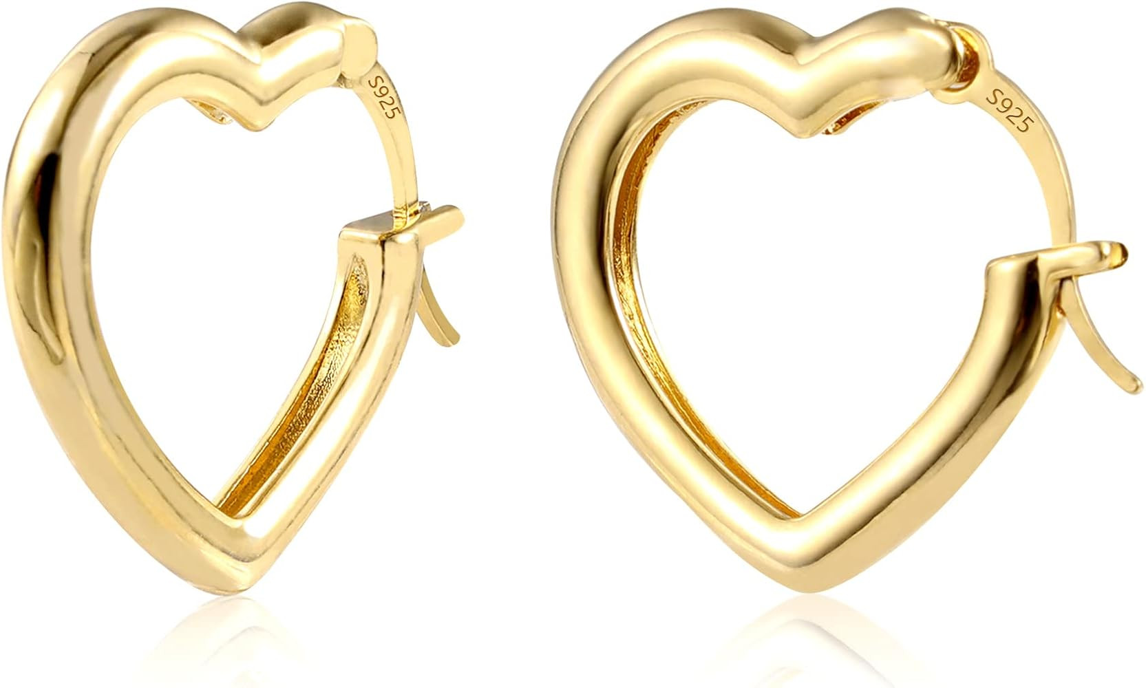 Small Gold Hoop Earrings for Women, 925 Sterling Silver Post Love Heart Thick Hoop Earrings Hypoa... | Amazon (CA)