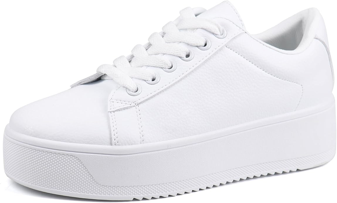 JABASIC Women Fashion Sneakers Low-top Lace-Up Stylish Walking Shoes Comfort Platform Sneakers | Amazon (US)