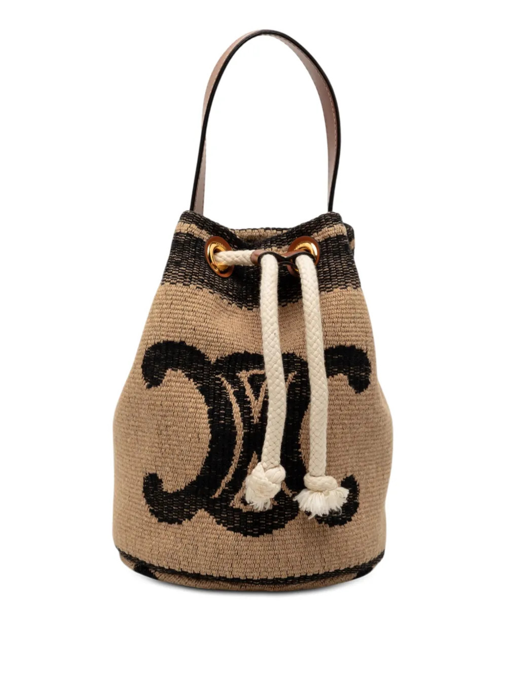Celine Pre-Owned 2022 Small Triomphe Raffia Drawstring bucket bag - Brown | Farfetch Global