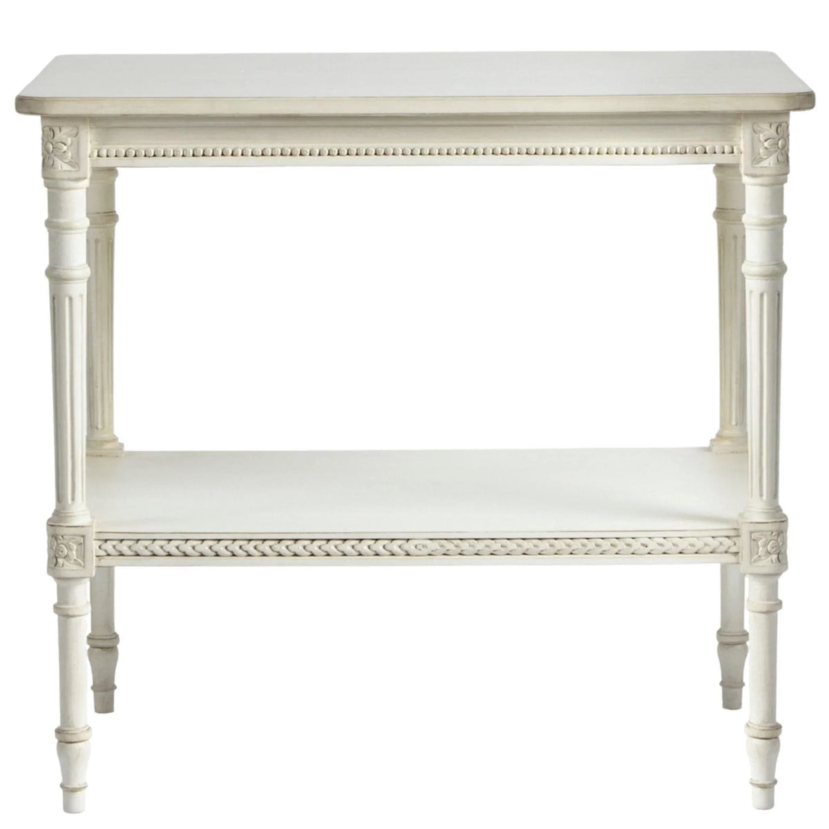 Handmade French Two Shelf Cream Wood Side Table | The Well Appointed House, LLC