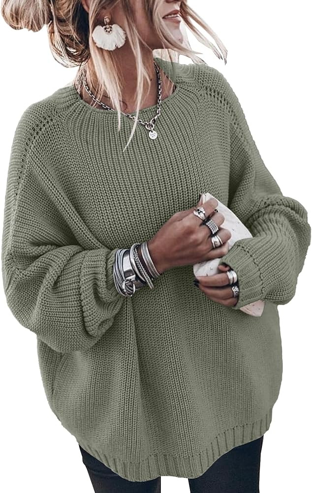 Womens Oversized Sweaters Loose Solid Casual Long Sleeve Mock Neck Knitted Jumper Tops | Amazon (US)