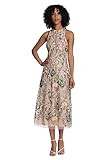 Maggy London Women's Dresses Floral Embroidered Halter Neck Midi Dress with Back V-Neck | Amazon (US)