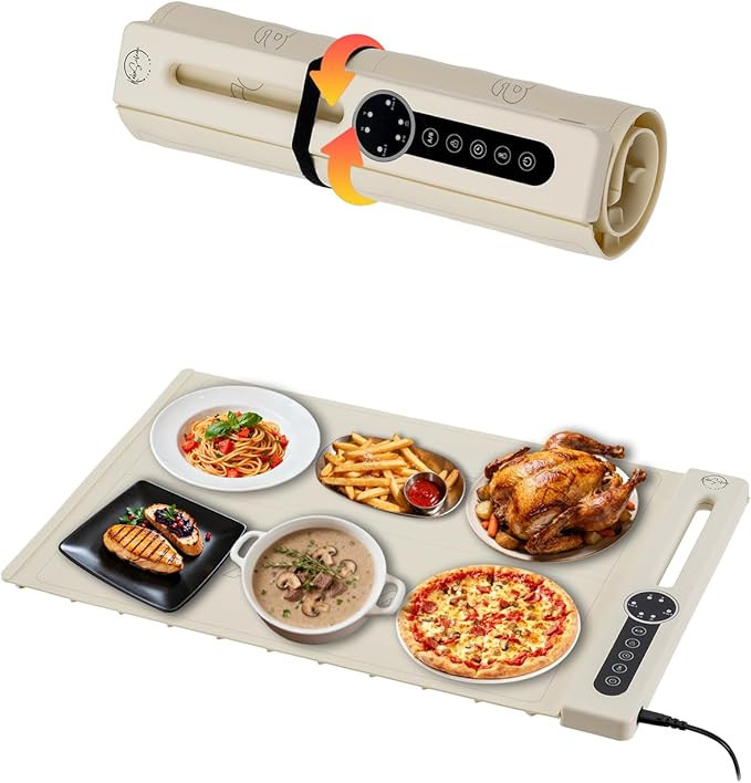 Food Warming Mat, Dual-Zone Heating Mat for Food with 7 Temp & Timer, 10s Fast Heat Flexible Sili... | Amazon (US)