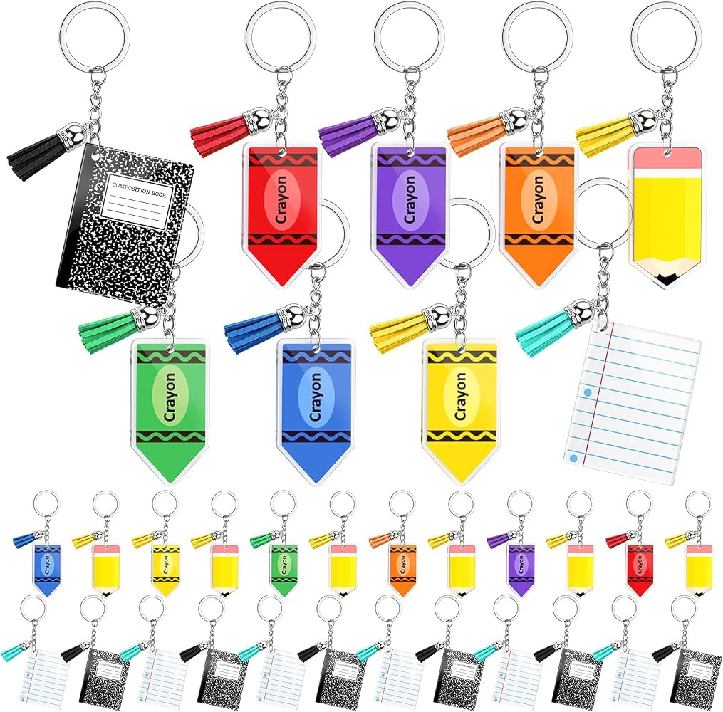 Back to School Mini Keychain Bulk 1.96 Inch Bulk Keychains Students Note Book Bundle for Classroo... | Amazon (US)
