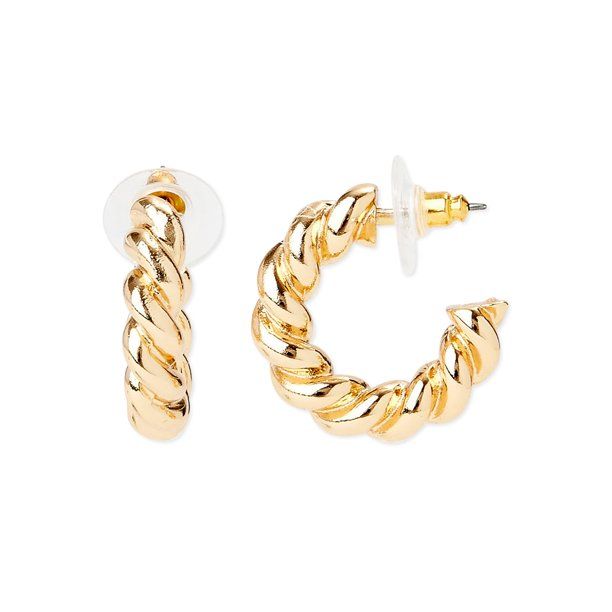 Scoop Womens 14K Gold Flash-Plated Medium Twist Hoop Earrings - Walmart.com | Walmart (US)