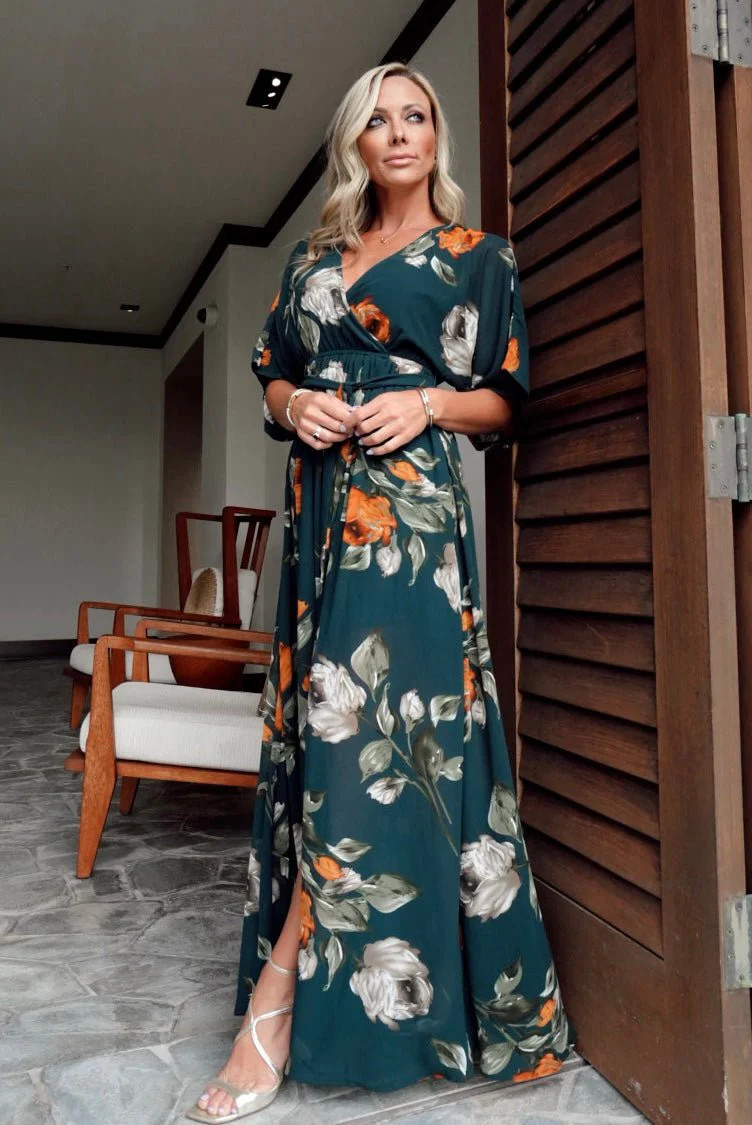 Kia Kimono Maxi Dress | Deep Topaz Floral | Baltic Born