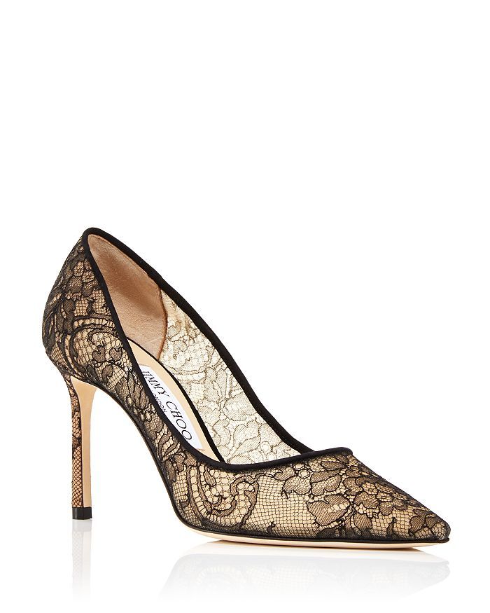Women's Romy 85 High Heel Pointed Toe Lace Covered Pumps | Bloomingdale's (US)