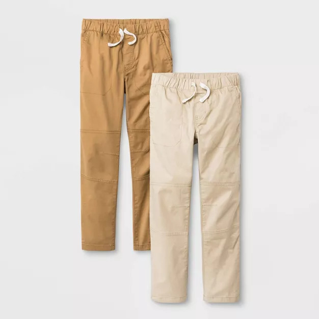 Boys' 2pk Stretch Straight Fit Pull-On Woven Pants - Cat & Jack™ Brown/Beige | Target