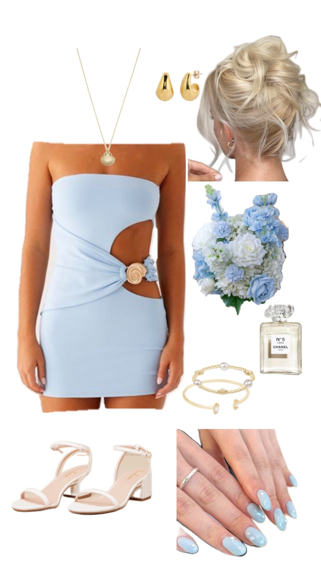 ✨Soft + chic in sky blue✨ This cutout mini with floral detail is the ultimate statement homecoming look. Styled with white heels, gold jewelry, a chic updo, and matching pastel nails—it’s giving classy but fun 💙 #LTKStyle #LTKHomecoming

light blue dress, blue cutout mini dress, homecoming dress inspo, hoco dress ideas, pastel blue outfit, chic updo hairstyle, gold jewelry inspo, statement necklace, block heel sandals, wedding guest outfit inspo, girly party dress, pastel nail inspo, blue aesthetic outfit, feminine style inspo, soft glam fashion

#LTKWedding #LTKParties #LTKSeasonal