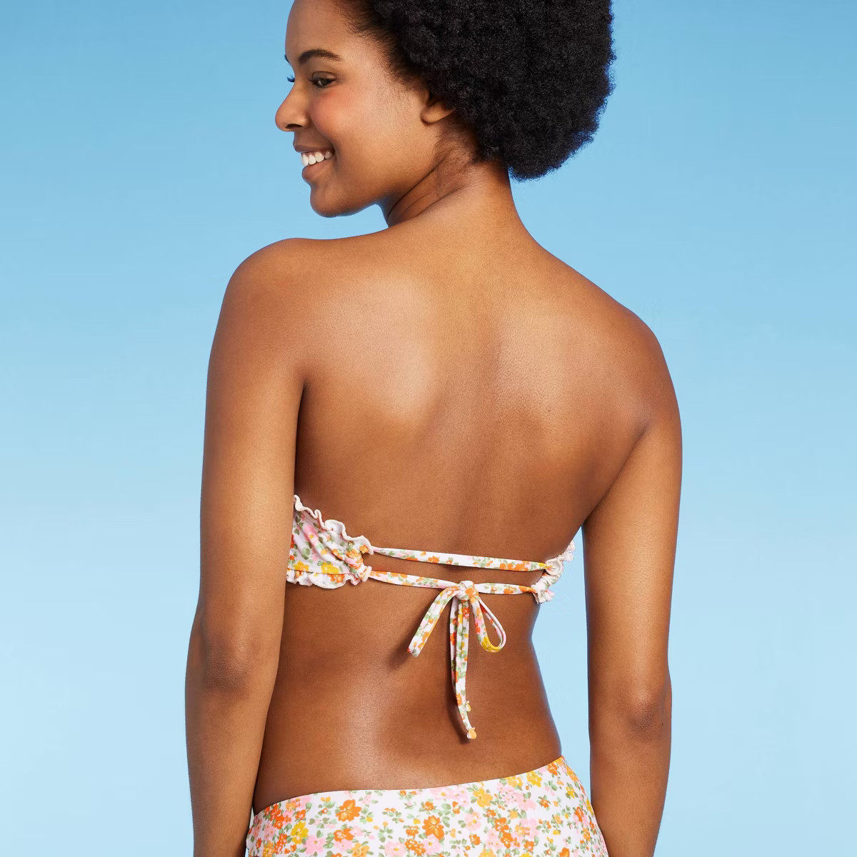 Women's Ruffle Trim Bandeau Bikini Top - Wild Fable™ Multi Floral Print | Target