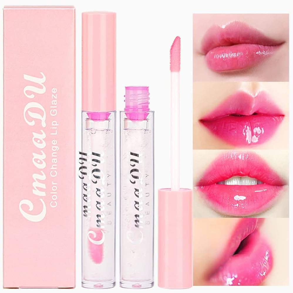 2Pcs Clear Color Changing Magic Lipstick Lip Gloss Glaze Makeup, Shine Moisturizer Lip Glaze, Bab... | Amazon (US)