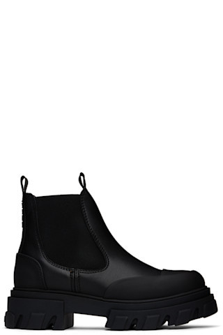 Black Stitch Cleated Low Chelsea Boots | SSENSE