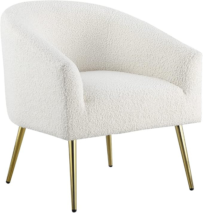 Morden Fort Accent Chair Lamb Fleece Armchair Sherpa Arm Chairs with Barrel Backrest & Metal Legs... | Amazon (US)