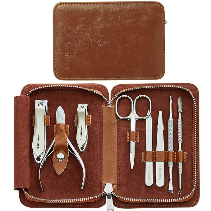 FAMILIFE Manicure Set, Nail Clippers Pedicure Kit, 8 pcs Stainless Steel Manicure Kit Professiona... | Amazon (US)