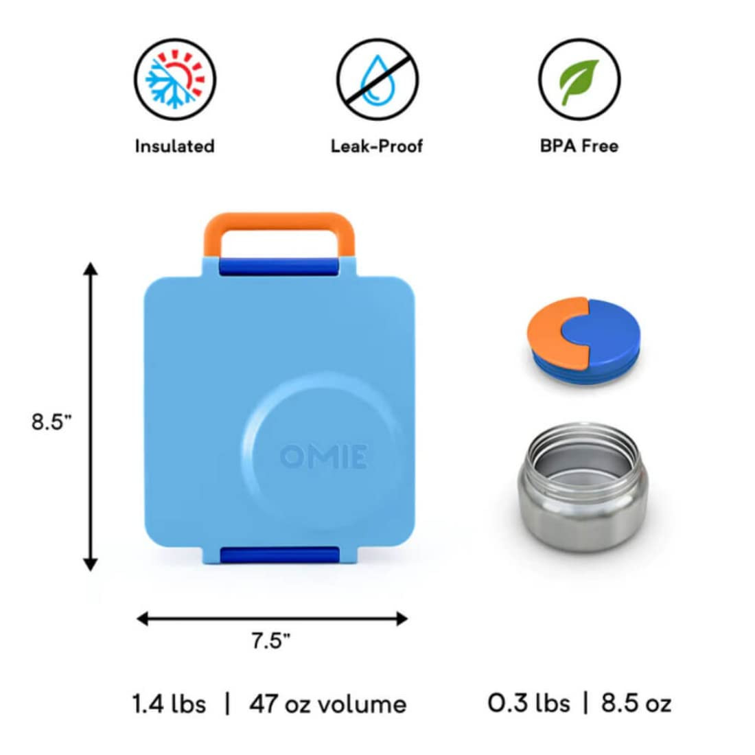 Omie OmieBox Bento Box for Kids - Insulated Lunch Box with Leak Proof Thermos Food Jar - 3 Compar... | Amazon (US)