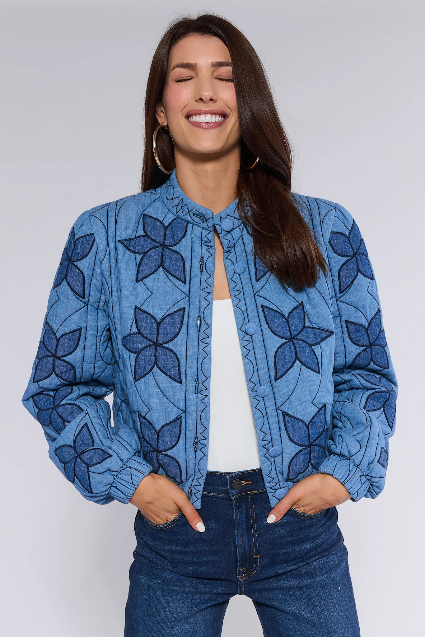 Krista Chambray Quilted Jacket | Avara