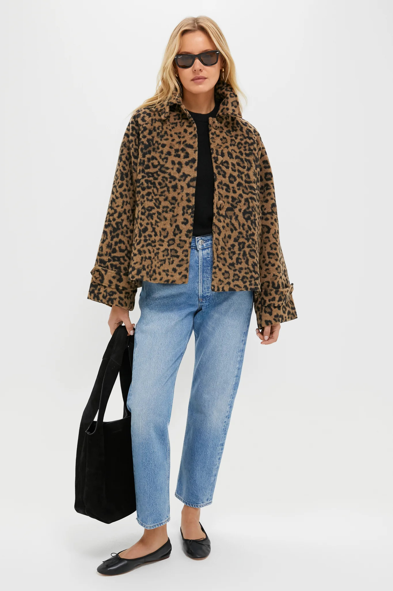 Brushed Wool Leopard Drew Short Trench Coat | Tuckernuck (US)
