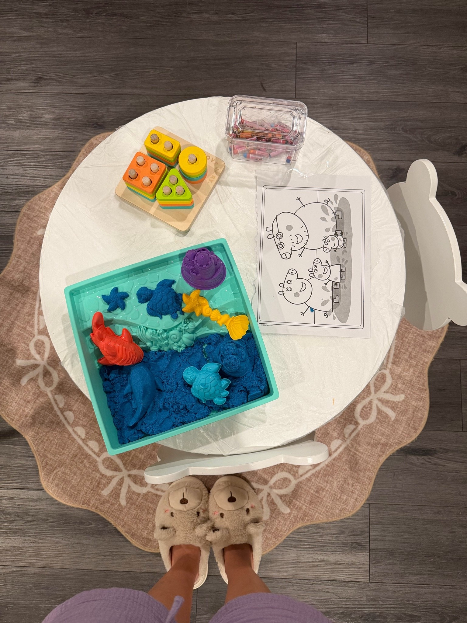 Every night before bed, I set up a little activity table for Kinsey. 💛

A Lovevery activity (use my code LOVEMAHFAM20 if you’d like to try it!), one Peppa Pig coloring page, and some kinetic sand. We switch things up all the time so it stays fun and exciting.

It’s a simple routine, but she absolutely loves it.

#LTKmomlife #LTKBaby #LTKKids