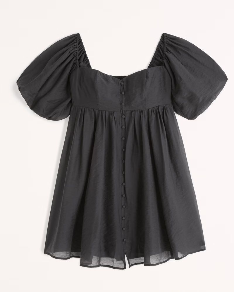 Off-The-Shoulder Button-Through Mini Dress | Abercrombie & Fitch (US)