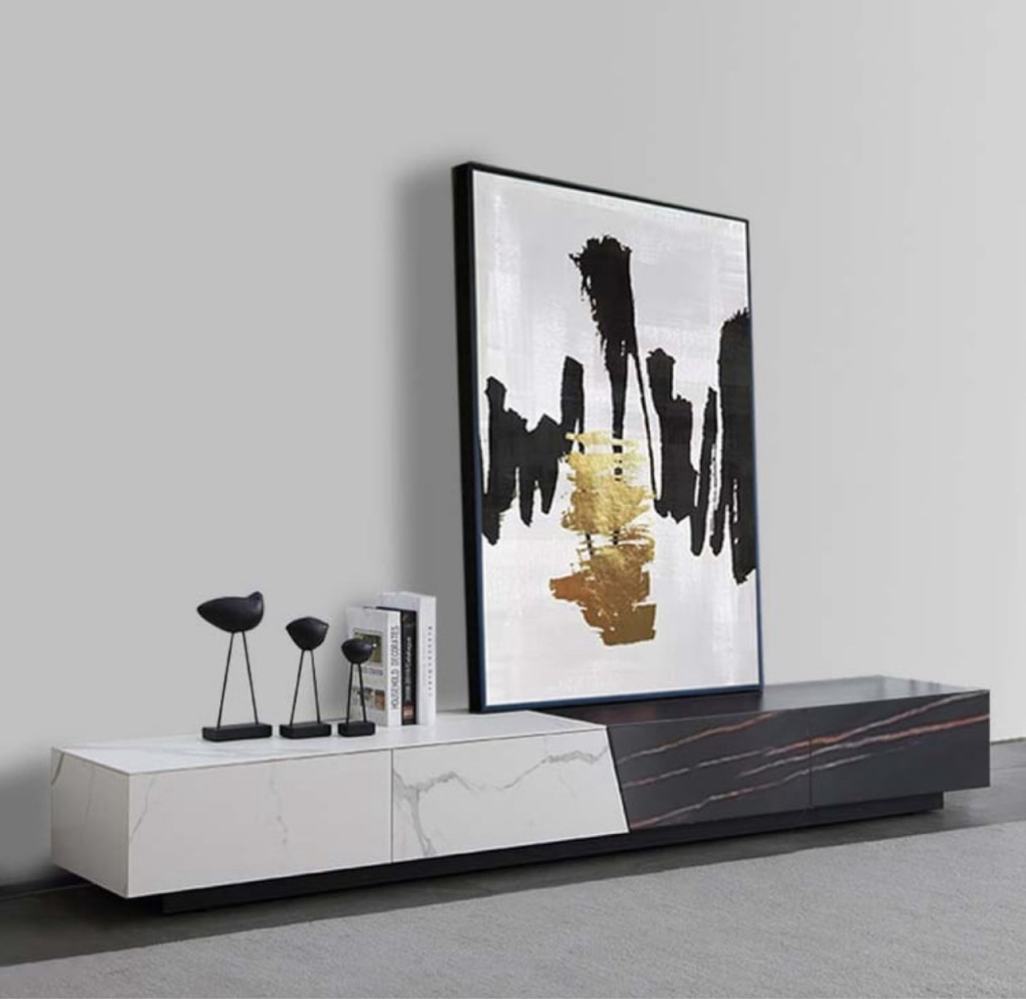 White & Black Sintered Stone TV Stand With Drawer Media Console For TV Up To 85 Inch

#LTKCyberWeek #LTKHome #LTKStyleTip