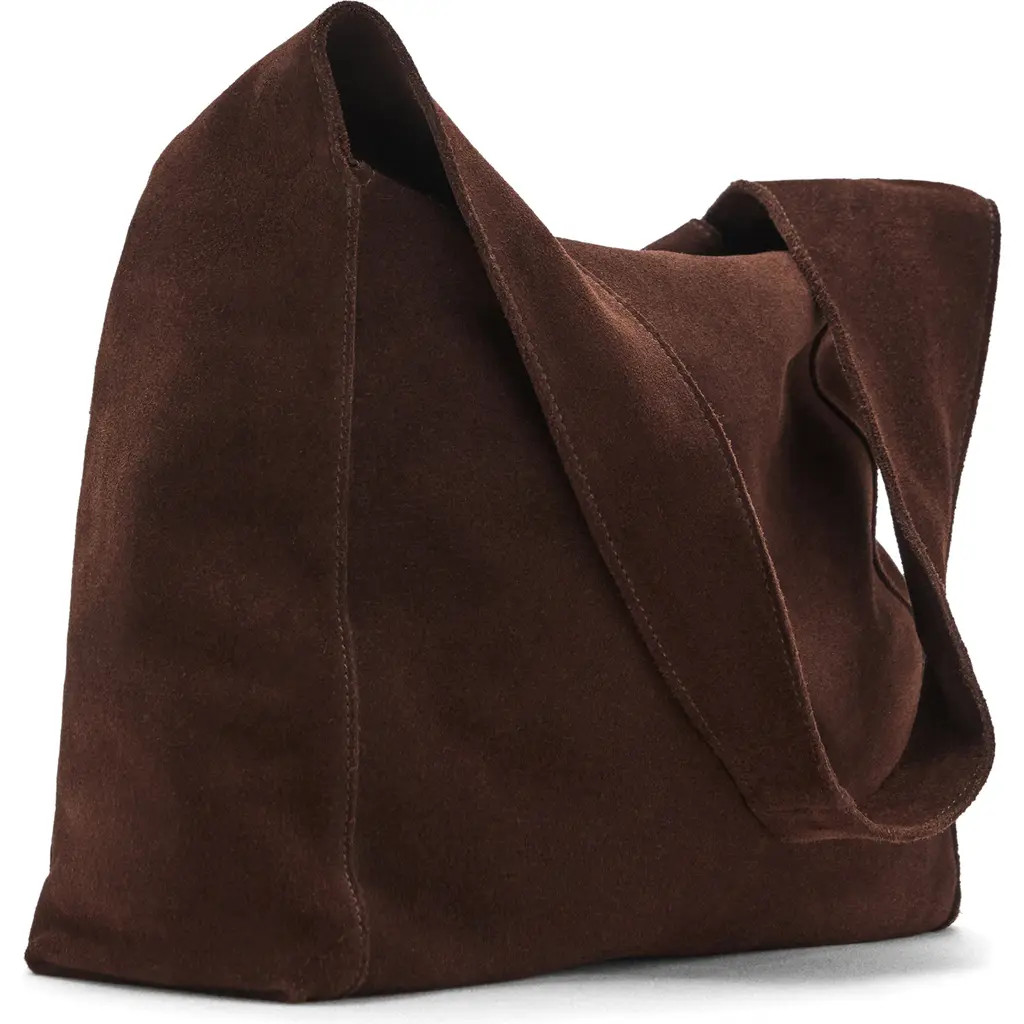 MANGO Suede Shoulder Bag in Chocolate at Nordstrom | Nordstrom