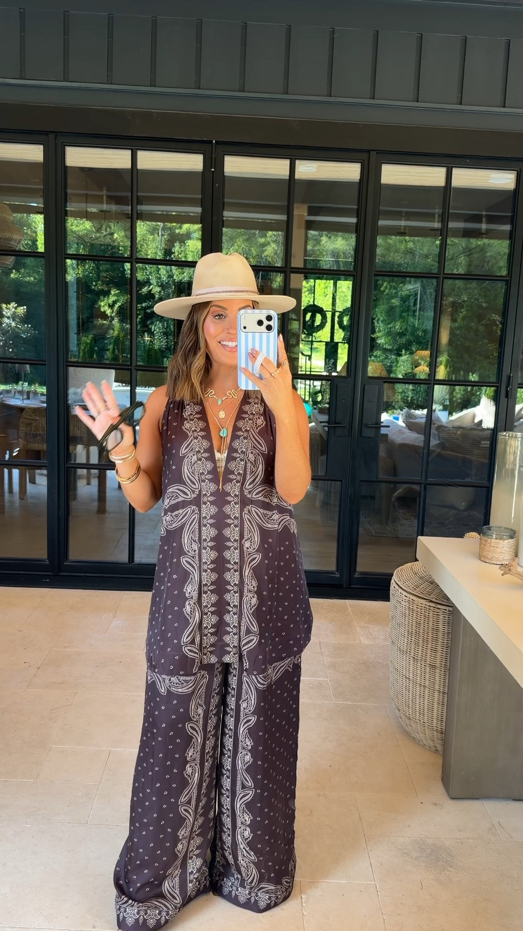 Wearing a small in this western-inspired set. Runs big, so would get true size! Added a lace barrette under the top since it’s more loose/flowy. Pants have an elastic waist and wide leg. Very comfy and bump friendly! Thought it was a unique western look for a CMA fest welcome party! 

Also linking my jewelry, heels, & hat is custom. 

Currently 24 weeks pregnant. 

Bump friendly, western, set, country concert

#LTKootd #LTKgrwm #LTKBump