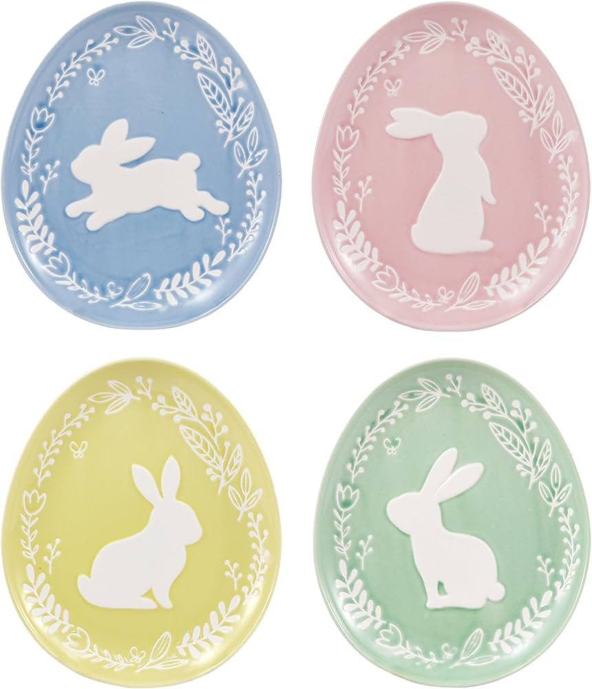Bico Pastel Color Bunny Stoneware Salad Plates Set, Microwave & Dishwasher Safe, for Easter, Spri... | Amazon (US)