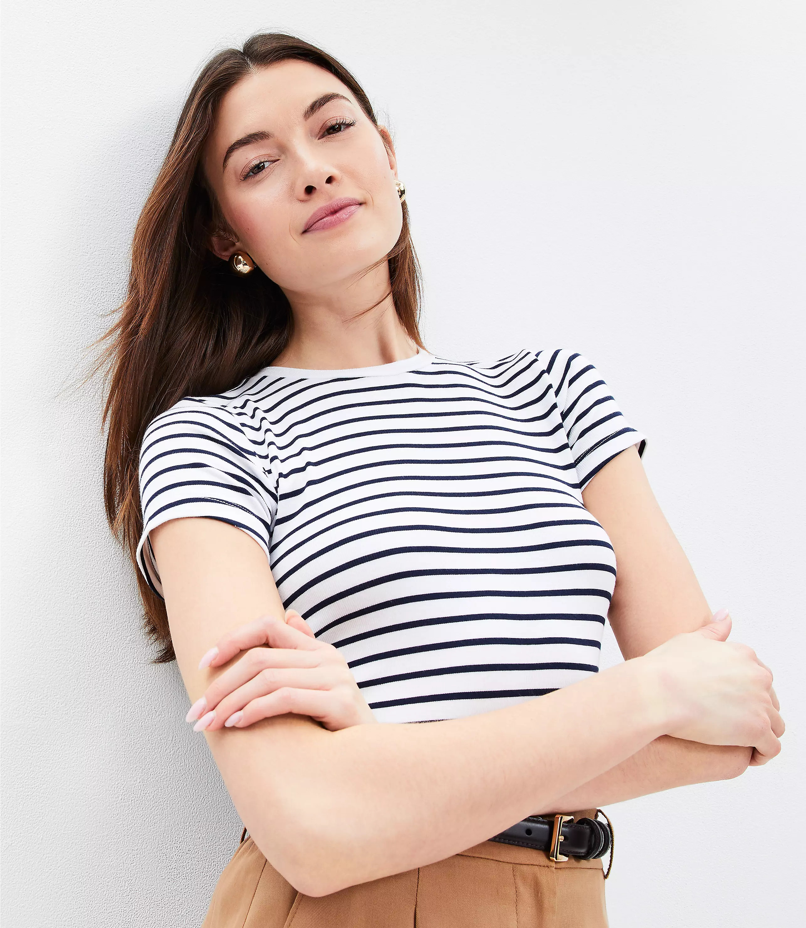 Stripe Ribbed Baby Tee | LOFT