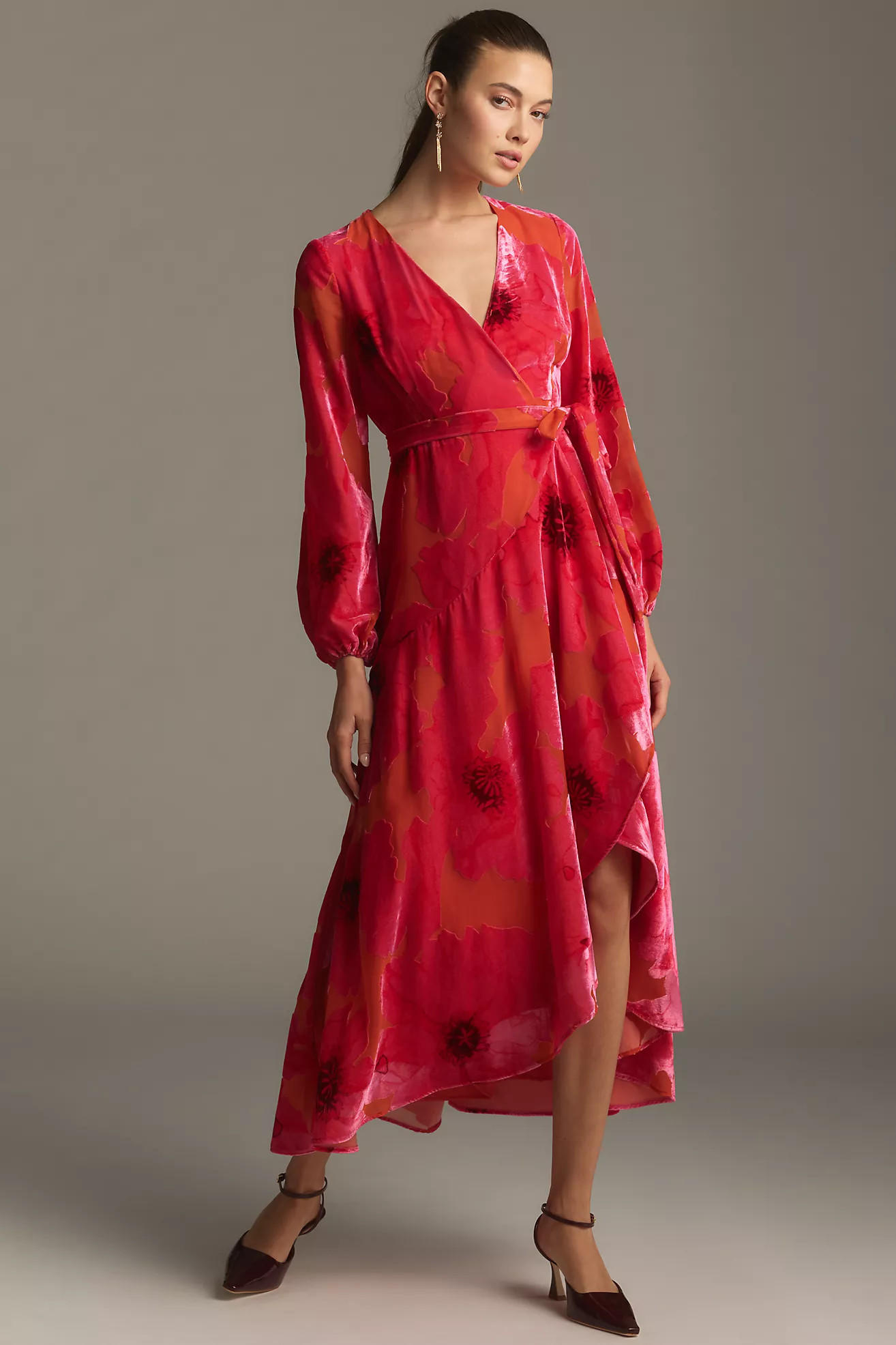 Hutch Long-Sleeve V-Neck Wrap Midi Dress | Anthropologie (US)