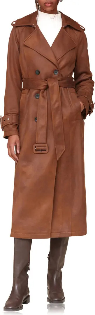 Double Breasted Faux Suede Trench Coat | Nordstrom