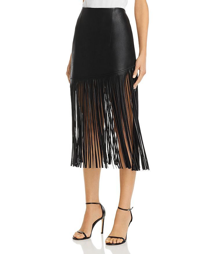 Fringed Faux Leather Midi Skirt | Bloomingdale's (US)