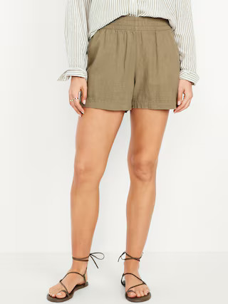 High-Waisted Linen-Blend Pull-On Shorts -- 3.5-inch inseam | Old Navy | Old Navy (US)