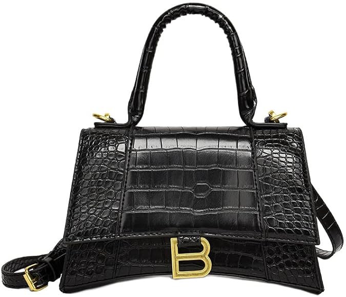 Hourglass Bag Women's Bag Casual Cool Shoulder Messenger Bag Small Black Square Bag (big-balck) | Amazon (US)