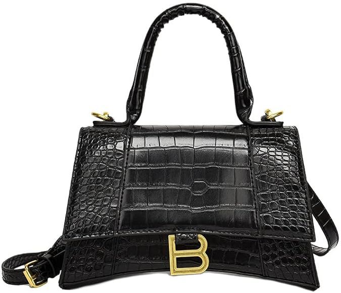 Hourglass Bag Women's Bag Casual Cool Shoulder Messenger Bag Small Black Square Bag (big-balck) | Amazon (US)