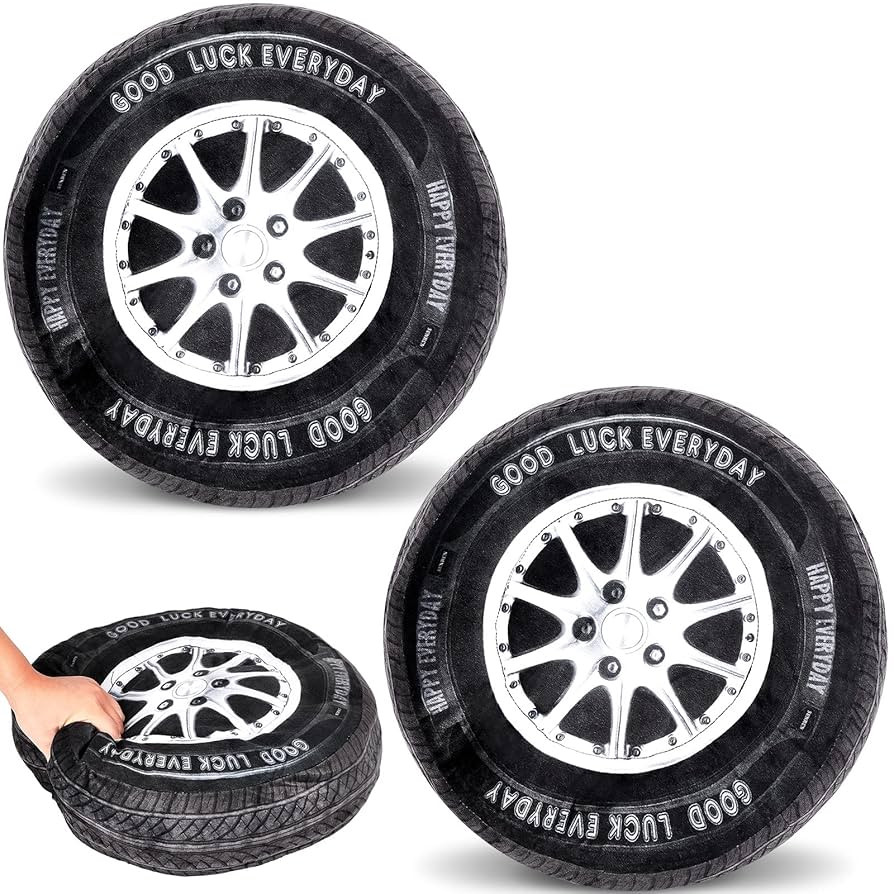 Meooeck 2 Pcs 15.7 Inch 3D Simulation Wheel Plush Pillow Car Tire Big Soft Chunky Tire Pillow Whe... | Amazon (US)