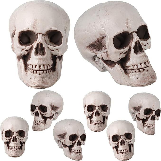 8 Pieces Halloween Skulls Realistic Looking Skulls Human Skeleton Head Skull for Halloween Bar Ho... | Amazon (US)