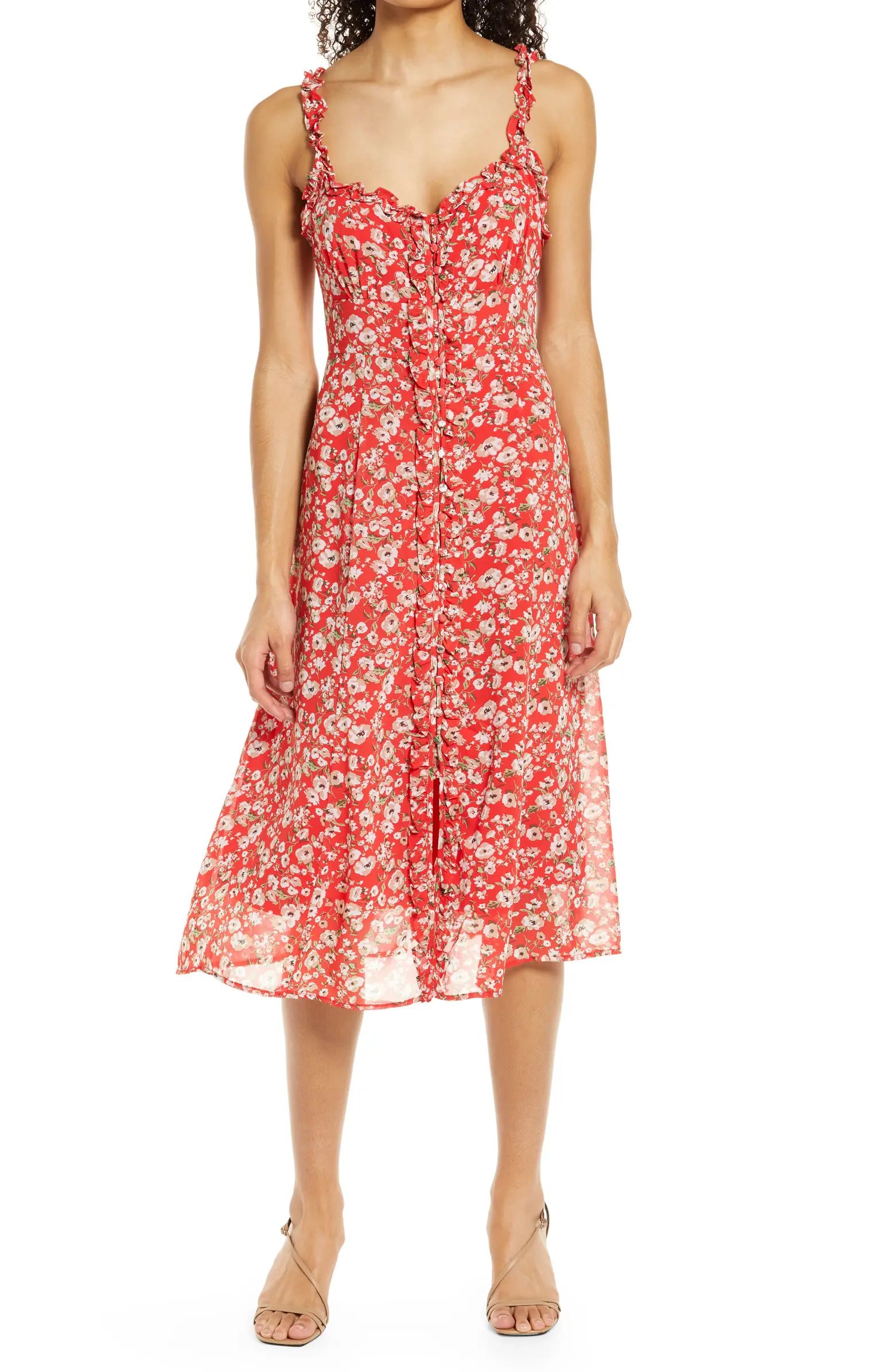 Floral Button Front Fit & Flare Dress | Nordstrom