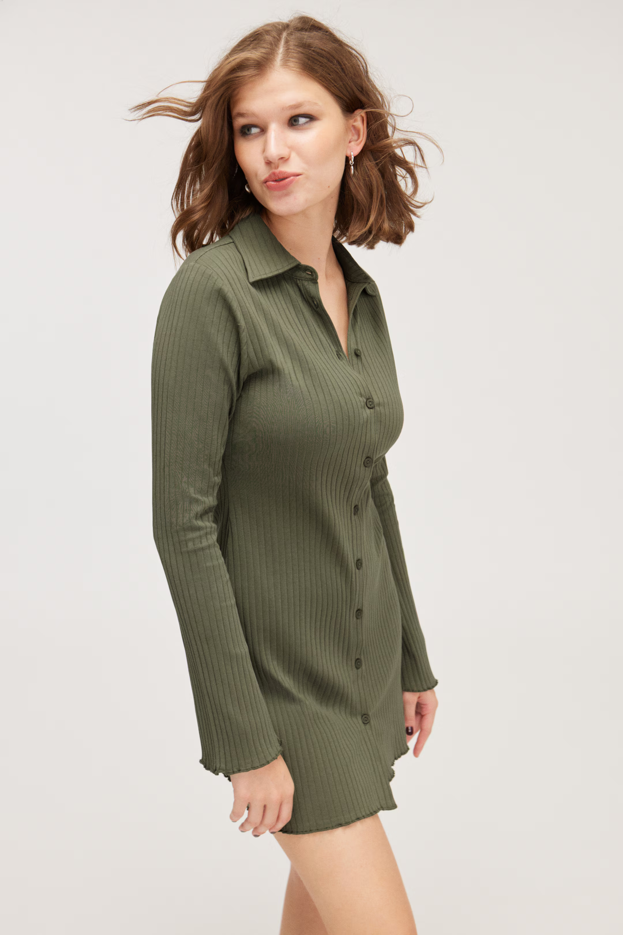 Langärmeliges Mini-Hemdkleid | H&M (DE, AT, CH, NL, FI)