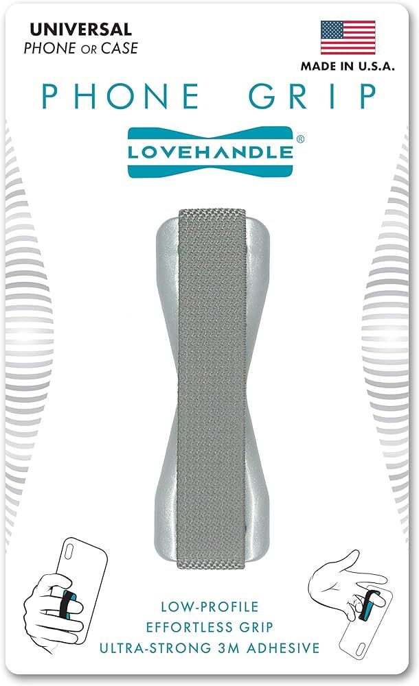 LoveHandle Grip For Smartphone and Mini Tablet - SILVER Colored Elastic Strap with Silver Base - ... | Amazon (US)