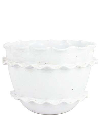 VIETRI Rustic Garden Ruffle Round Planter - White | Dillard's