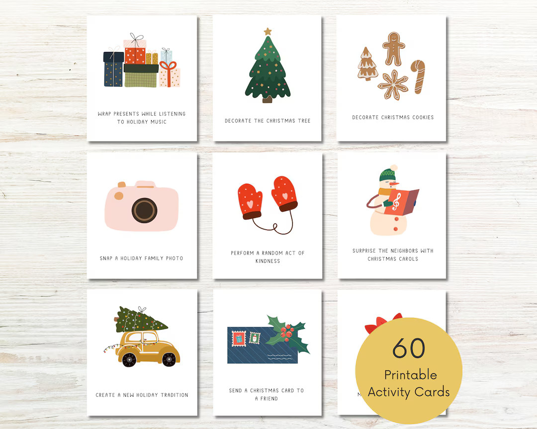 Christmas Advent Calendar Activity Cards Printable, Christmas Holiday Countdown, Kids Advent Card... | Etsy (US)
