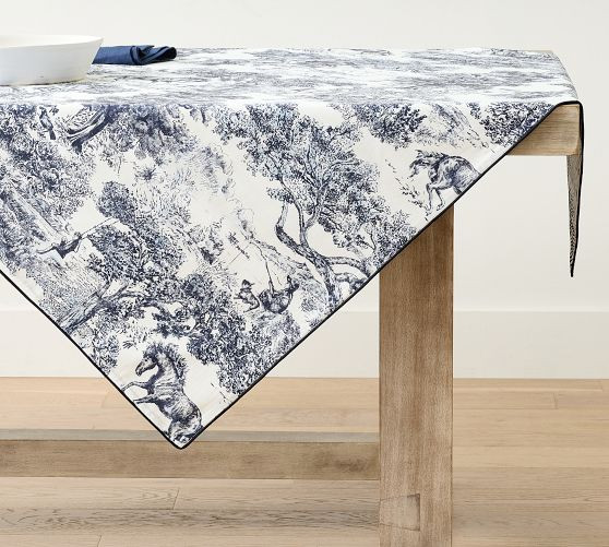 Brandon Maxwell Groveland Toile Reversible Table Throw | Pottery Barn (US)