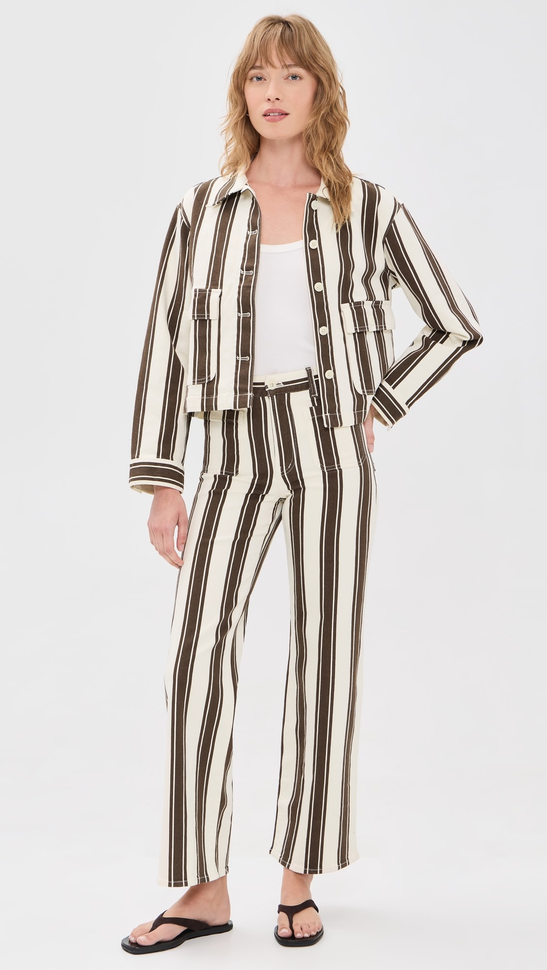 Madewell The Emmy Wide-Leg Pant in Dark Brown Stripe | Shopbop | Shopbop