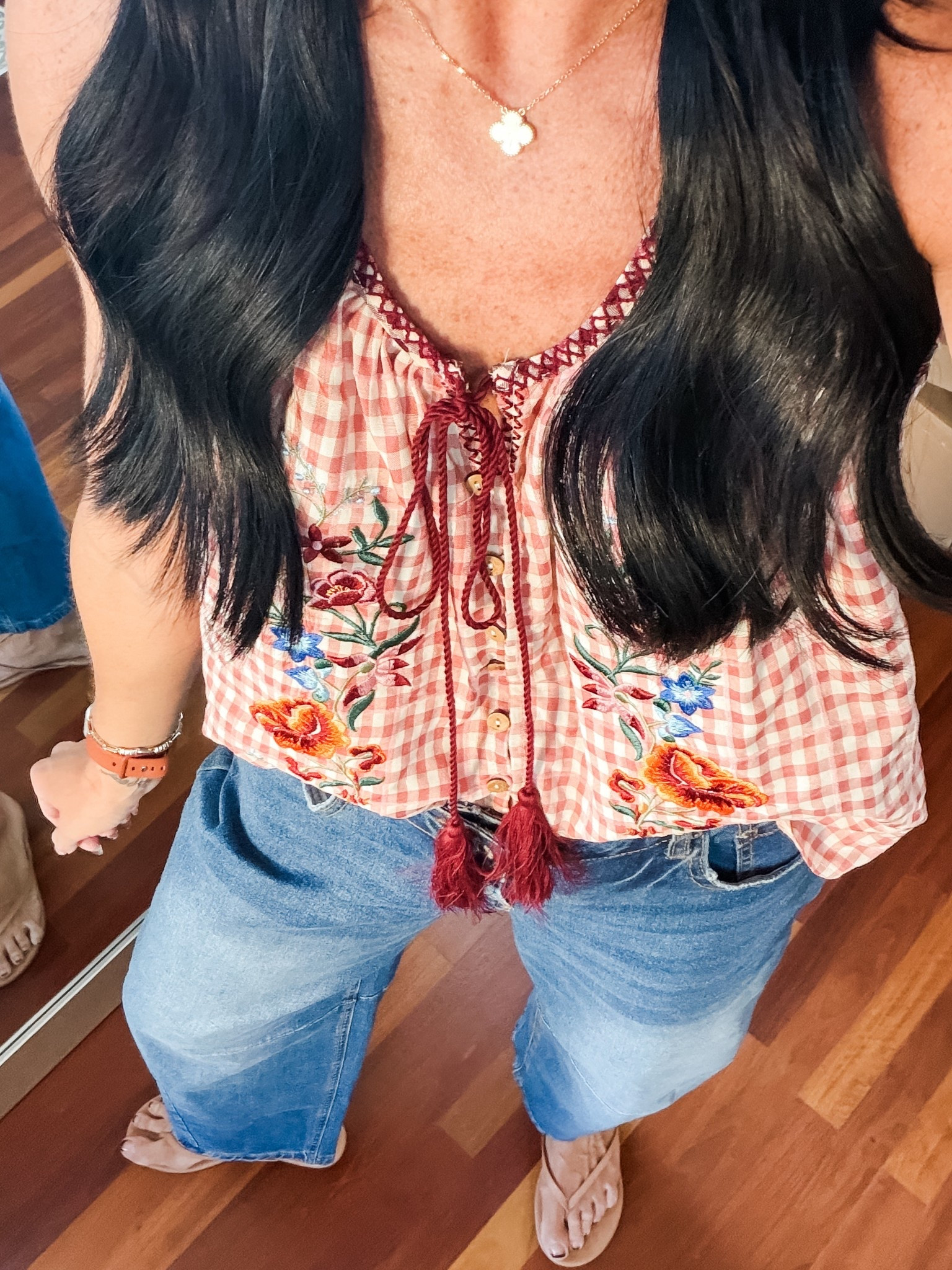 Love the details in this top! Weeeing a small and 4 denim 

#LTKmomlife #LTKSaleAlert #LTKootd