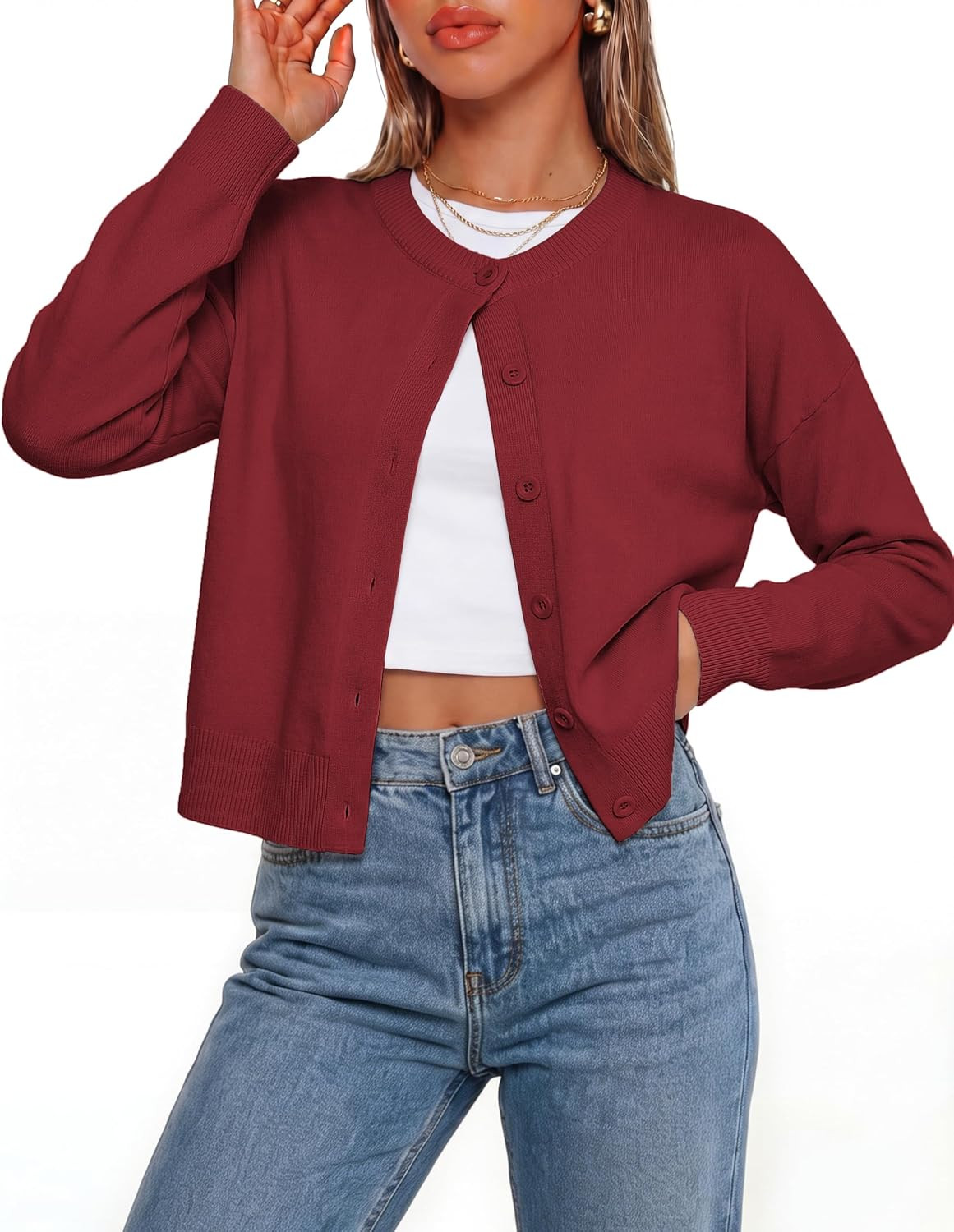 GRACE KARIN Cropped Cardigan Sweaters for Women, Cotton Button up Sweater, Oversized Knit Cardigans Trendy 2026 | Amazon (US)