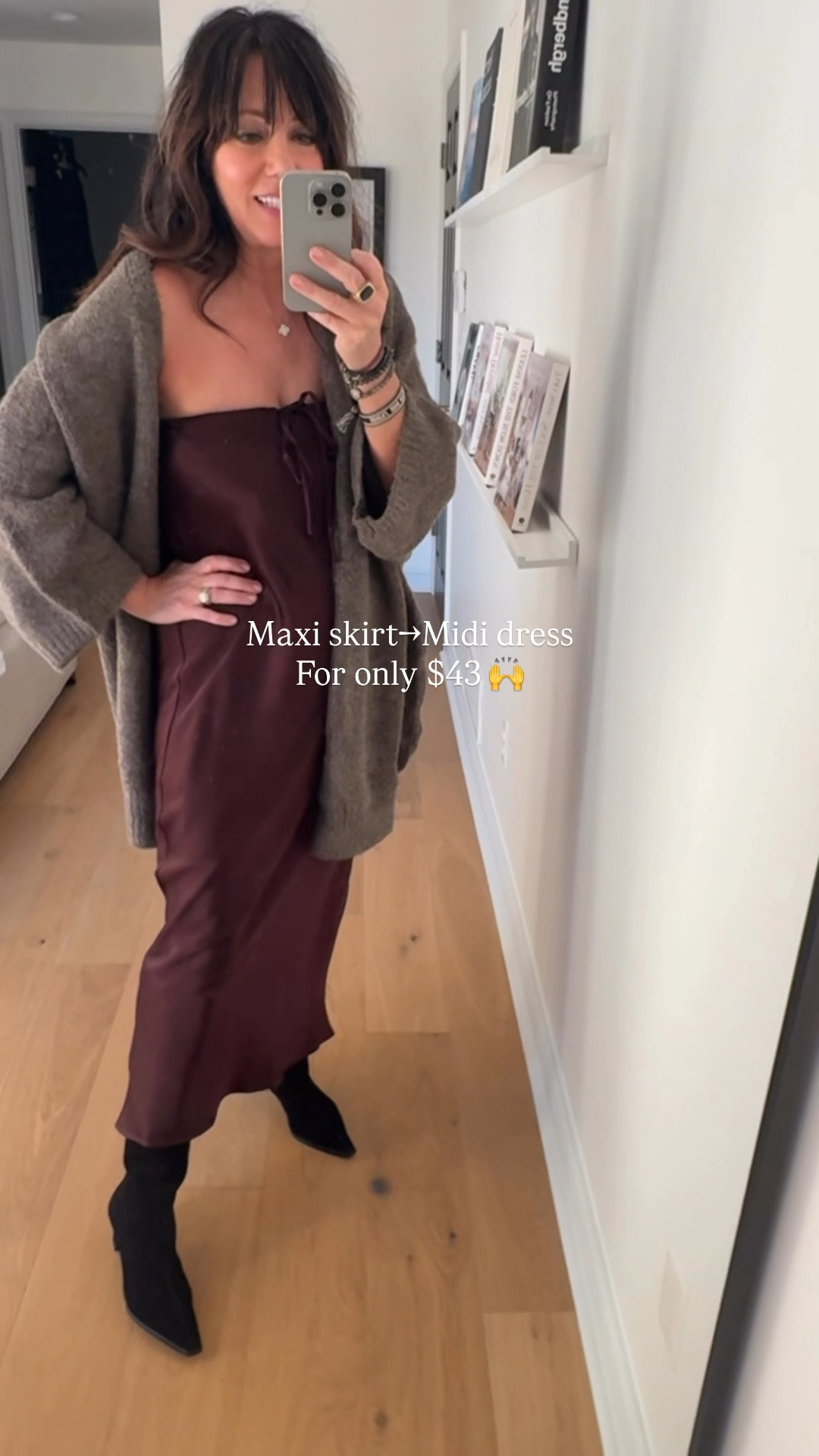 $43 maxi skirt is now a strapless midi dress! 
Cozy sweater I’ll be wearing on repeat!! 

#LTKHome #LTKFindsUnder50 #LTKStyleTip